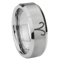 8MM Aries Zodiac Beveled Brushed Gray Tungsten Man Wedding Ring
