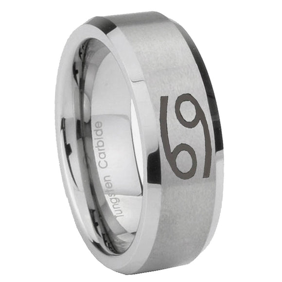 10mm-Cancer-Horoscope-Beveled-Edges-Matte-Grey-Tungsten-Men's-Engagement-Band