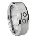 8MM Cancer Horoscope Beveled Brushed Gray Tungsten Mens Casual Ring