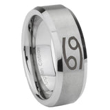 8mm Cancer Horoscope Beveled Edge Brushed Grey Tungsten Men's Wedding Ring
