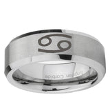 6, 8mm Cancer Horoscope Beveled Edge Brushed Grey Tungsten Ring