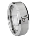 10mm Capricorn Zodiac Beveled Edges Matte Grey Tungsten Mens Engagement Ring