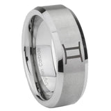 10mm-Gemini-Zodiac-Beveled-Edges-Matte-Grey-Tungsten-Carbide-Men's-Engagement-Ring