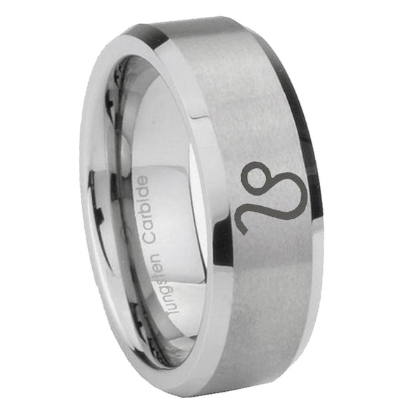 10mm-Leo-Zodiac-Beveled-Edges-Matte-Grey-Tungsten-Carbide-Mens-Promise-Ring