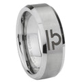 8MM Libra Horoscope Beveled Brushed Gray Tungsten Mens Engagement Ring