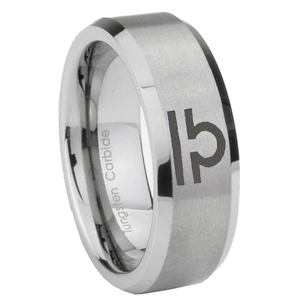 10mm Libra Horoscope Beveled Edges Matte Grey Tungsten Carbide Men's Promise Rings
