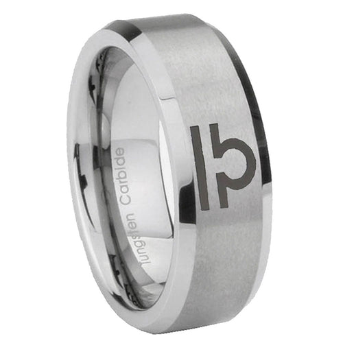 10mm Libra Horoscope Beveled Edges Matte Grey Tungsten Carbide Men's Promise Rings