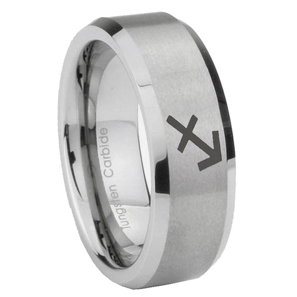10mm-Sagittarius-Zodiac-Beveled-Edges-Matte-Grey-Tungsten-Carbide-Men's-Ring