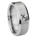 10mm Sagittarius Zodiac Beveled Edges Matte Grey Tungsten Carbide Men's Ring