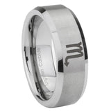 10mm-Scorpio-Horoscope-Beveled-Edges-Matte-Grey-Tungsten-Carbide-Mens-Ring-Engraved
