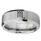 10mm-Scorpio-Horoscope-Beveled-Edges-Matte-Grey-Tungsten-Carbide-Mens-Ring-Engraved