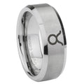 10mm Taurus Horoscope Beveled Edges Matte Grey Tungsten Mens Ring Personalized