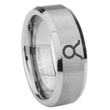8mm Taurus Horoscope Beveled Edge Brushed Grey Tungsten Wedding Engraving Ring