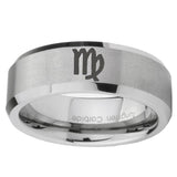10mm-Virgo-Zodiac-Beveled-Edges-Matte-Grey-Tungsten-Carbide-Mens-Wedding-Band