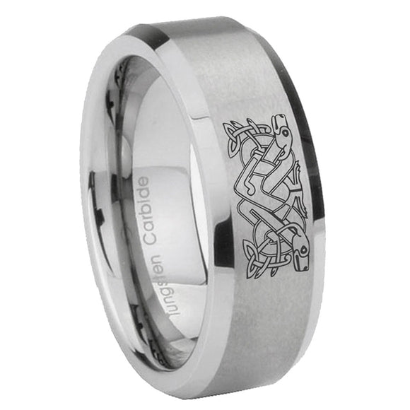 10mm-Celtic-Dog-Beveled-Edges-Matte-Grey-Tungsten-Carbide-Mens-Ring-Engraved