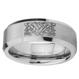 8mm-Celtic-Dog-Beveled-Edges-Silver-Tungsten-Carbide-Men's-Band-Ring