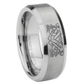 8MM Celtic Dog Beveled Brushed Gray Tungsten Ring Men