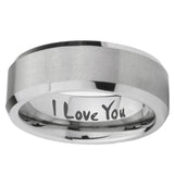 8mm-I-Love-You-Beveled-Edges-Silver-Tungsten-Carbide-Men's-Wedding-Ring