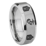 10mm-Marine-Army-Sergeant-Beveled-Edges-Matte-Grey-Tungsten-Carbide-Wedding-Engraving-Ring
