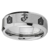 10mm-Marine-Army-Sergeant-Beveled-Edges-Matte-Grey-Tungsten-Carbide-Wedding-Engraving-Ring