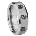 10mm Marine Army Sergeant Beveled Edges Matte Grey Tungsten Carbide Wedding Engraving Ring