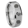 10mm Marine Chief Master Sergeant Beveled Edges Matte Grey Tungsten Men's Band Ring