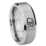 8mm CTR Beveled Edge Brushed Grey Tungsten Wedding Band Mens