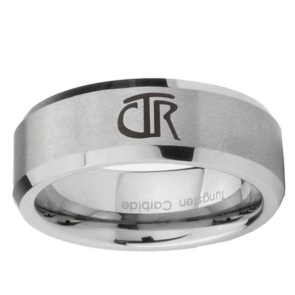 6MM CTR Beveled Brushed Gray Tungsten Mens Wedding Rings