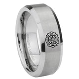 10mm-Fire-Department-Beveled-Edges-Matte-Grey-Tungsten-Carbide-Custom-Ring-for-Men