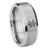 10mm Fireman Beveled Edges Matte Grey Tungsten Carbide Mens Engagement Ring