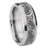 10mm-Etched-Tribal-Pattern-Beveled-Edges-Matte-Grey-Tungsten-Men's-Band-Ring
