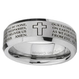 10mm-Bible-Lord's-Prayer-Cross-Beveled-Edges-Matte-Grey-Tungsten-Carbide-Mens-Ring-Engraved