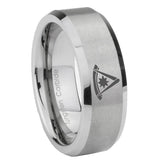 6, 8mm Pester Master Masonic Beveled Edge Brushed Grey Tungsten Mens Wedding Band