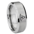 8MM Peaster Master Masonic Beveled Brushed Gray Tungsten Wedding Rings