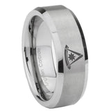 10mm Pester Master Masonic Beveled Edges Matte Grey Tungsten Mens Bands Ring