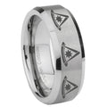 8MM Multiple Pester Master Beveled Brushed Gray Tungsten Band For Men