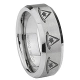 10mm Multiple Pester Master Masonic Beveled Matte Grey Tungsten Men's Wedding Ring