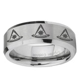 10mm Multiple Pester Master Masonic Beveled Matte Grey Tungsten Ring