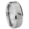 8MM Flash Beveled Brushed Gray Tungsten Ring For Men