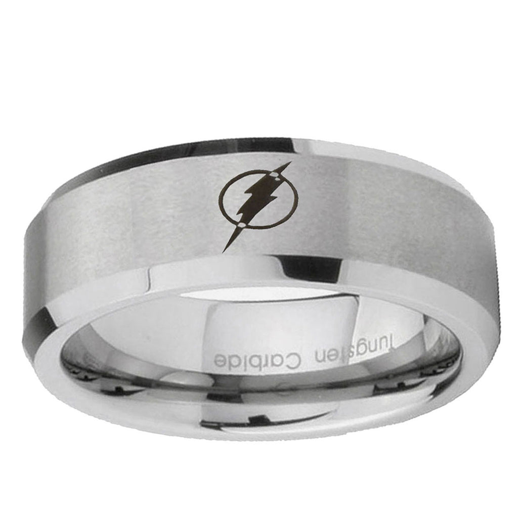 6MM Flash Beveled Brushed Gray Tungsten Ring For Men