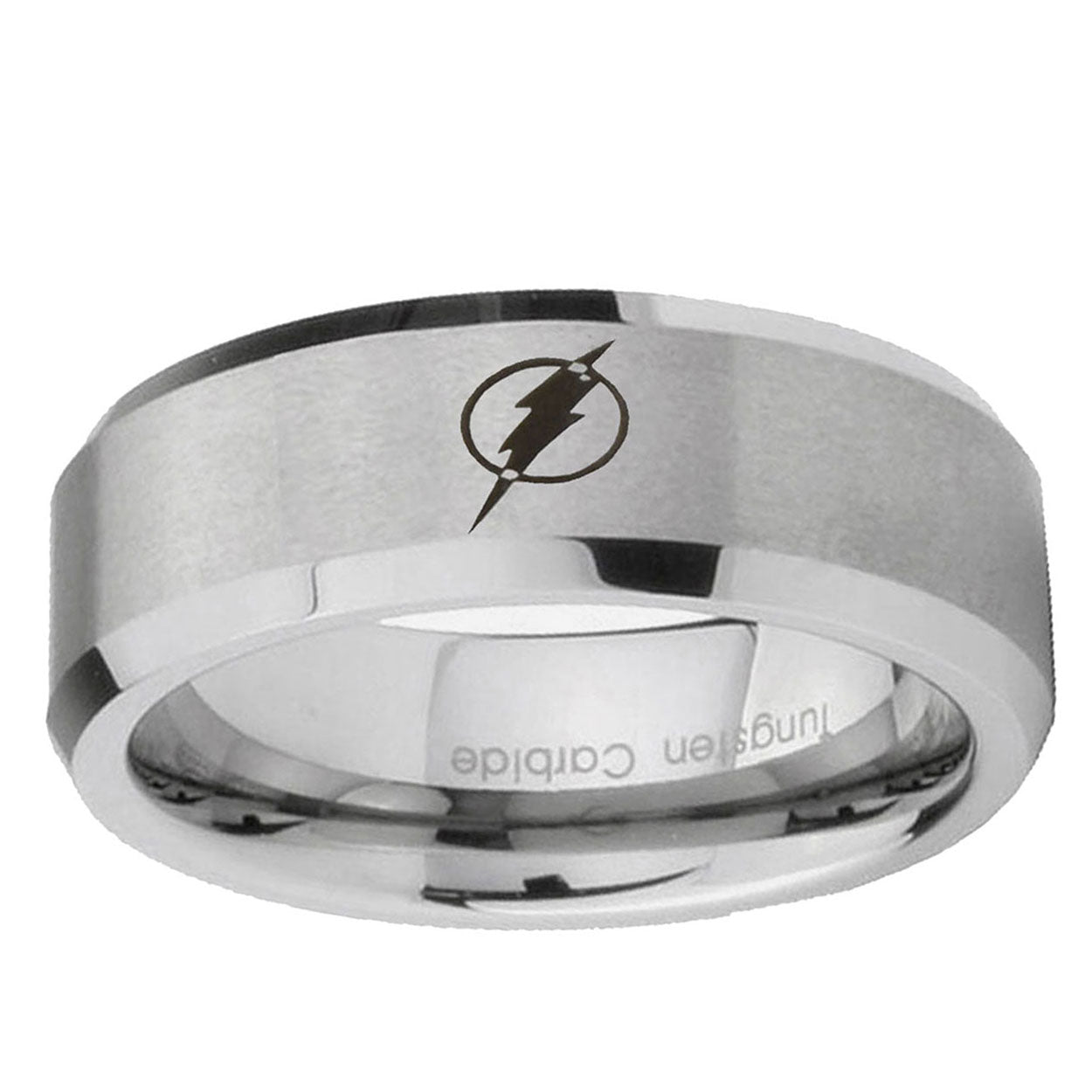 6MM Flash Beveled Brushed Gray Tungsten Ring For Men