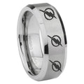 8MM Multiple Flash Beveled Brushed Gray Tungsten Custom Ring