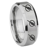 8mm Multiple Flash Beveled Edge Brushed Gray Tungsten Engrave Ring