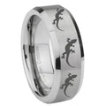 8MM Multiple Lizard Bevel Beveled Brushed Gray Tungsten Mens Ring