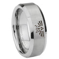 8MM Zelda Skyward Sword Beveled Brushed Gray Tungsten Mens Ring