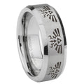 8MM Multiple Zelda Skyward Beveled Brushed Gray Tungsten Ring For Men
