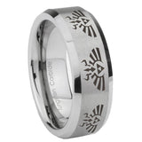 8mm Multiple Zelda Skyward Sword Beveled Brushed Gray Tungsten Men's Engagement Band
