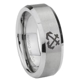 10mm-Anchor-Beveled-Edges-Matte-Grey-Tungsten-Carbide-Personalized-Ring
