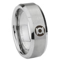 8MM Green Lantern Beveled Brushed Gray Tungsten Male Wedding Band