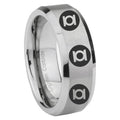 8MM Multiple Green Lantern Beveled Brushed Gray Tungsten Ring For Man